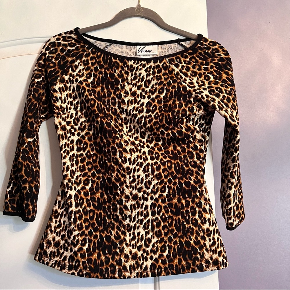 Vixen By Micheline Pitt Leopard Print Wild Ways top XS